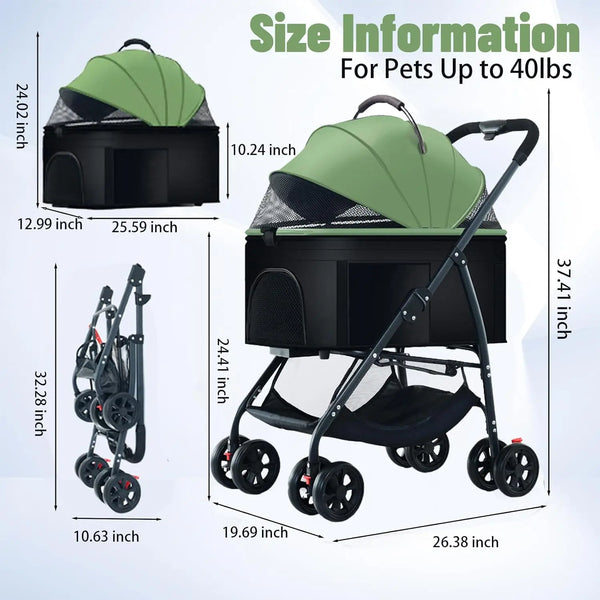 Pet Dog Stroller 3-in-1 Dog Wagon