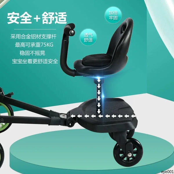 Universal Stroller Ride-On Board with Detachable Seat