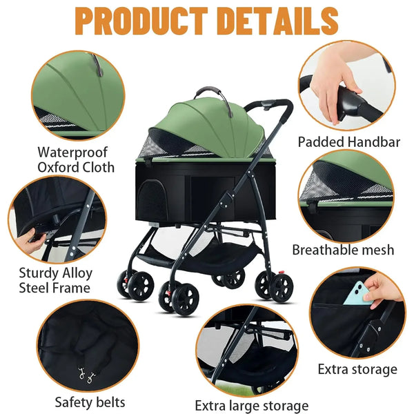 Pet Dog Stroller 3-in-1 Dog Wagon